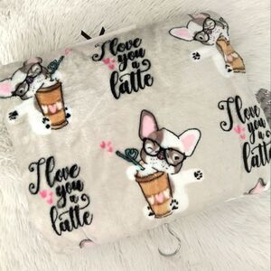 I Love You a Latte Frenchie Dog Oversized Plush Throw Blanket 60"x 70"